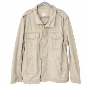 Mens Khaki Military Field Jacket Size XXL Utility Workwear Army Chore Canvas‎